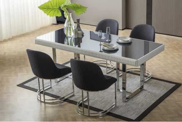 Dining set dining room dining table chairs 7-piece luxury white modern