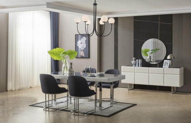 Dining set dining room dining table chairs 7-piece luxury white modern