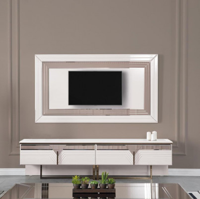 Wall unit TV stand wall panel RTV lowboard white wood sideboard modern