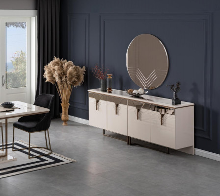 Sideboard dresser with mirror wooden cabinet chest of drawers wooden cabinet white