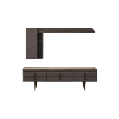 Living room wall unit Sideboard RTV Lowboard Shelves TV Stand Cabinet Wood Gray