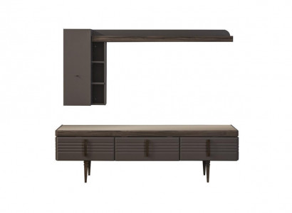Living room wall unit Sideboard RTV Lowboard Shelves TV Stand Cabinet Wood Gray