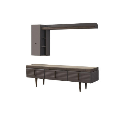 Living room wall unit Sideboard RTV Lowboard Shelves TV Stand Cabinet Wood Gray