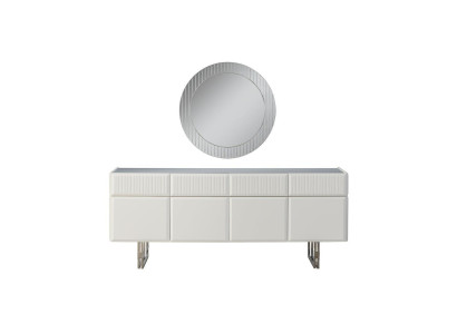 Sideboard with Mirror Wooden Cabinet Dresser Cabinet Wood White