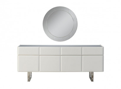 Sideboard with Mirror Wooden Cabinet Dresser Cabinet Wood White