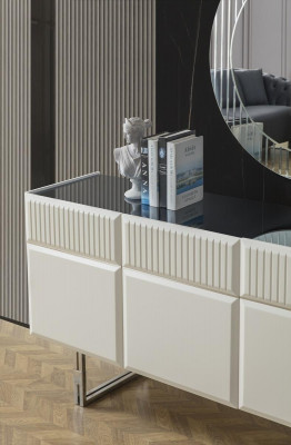 Sideboard with Mirror Wooden Cabinet Dresser Cabinet Wood White