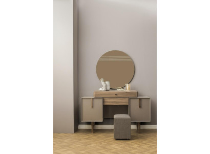 Dressing table console table stool vanity table wood gray mirror set