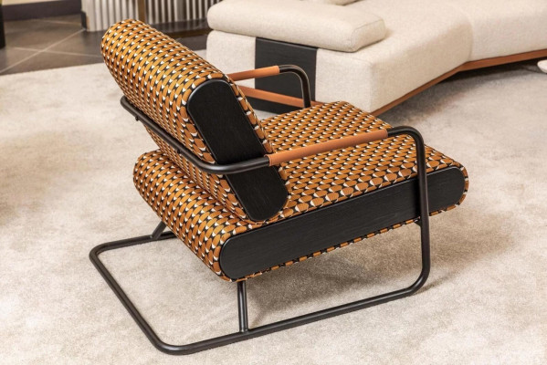 Armchair Wingback Chair 1 Seater Orange Classic Living Room Fabric Design