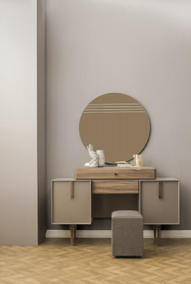 Dressing table console table vanity table wood gray mirror bedroom