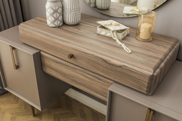 Dressing table console table vanity table wood gray mirror bedroom