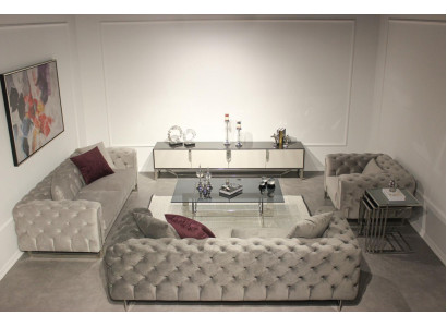 Living Room Furniture Set 6-Piece Sofa Suite 2x Three-Seater Modern TV Stand