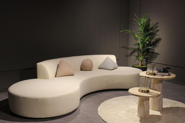 Design living room set: four-seater sofa with 2x coffee tables, luxury furniture.
