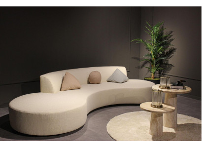 Design living room set: four-seater sofa with 2x coffee tables, luxury furniture.