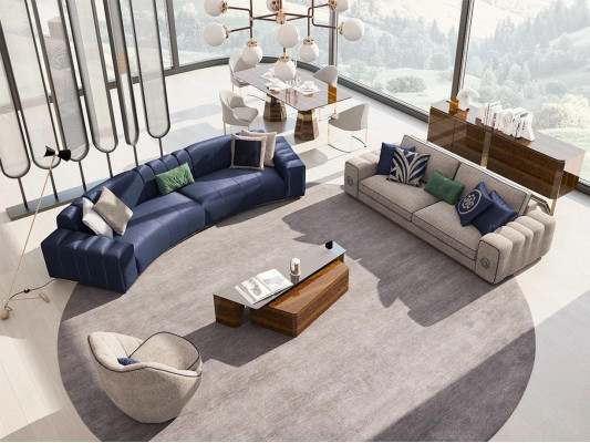 Living room set 4-piece luxury furniture wooden coffee table modern sofa set upholstered furniture