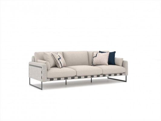 Beige living room sofa set wood 2x coffee table 2x sofa three-seater upholstered furniture.
