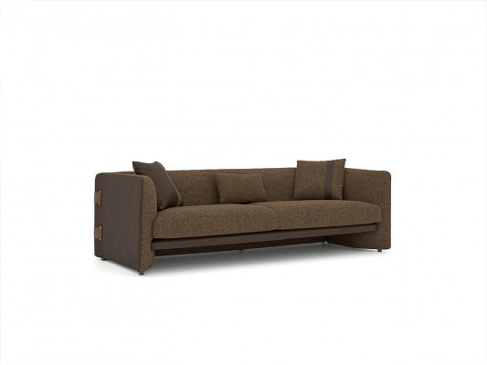 Living room 7-piece set brown 2x sofas modern armchair with coffee table luxury furnishing