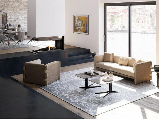 Living room complete 6-piece 2x coffee table luxury upholstered furniture beige sofa couch new