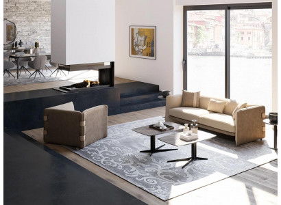 Living room complete 6-piece 2x coffee table luxury upholstered furniture beige sofa couch new