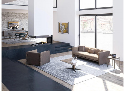 Living room complete sofa three-seater upholstered furniture armchair design coffee table