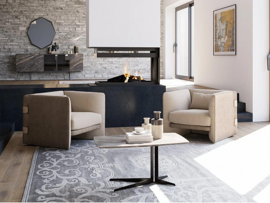 2x armchairs with coffee table living room complete furniture design décor set