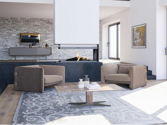 2x luxury armchairs living room wood coffee table modern furniture textile upholstered armchairs