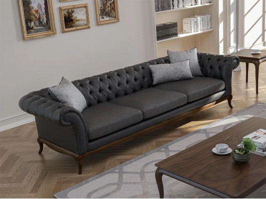 Living room sofa couch four-seater gray interior designer upholstered furniture