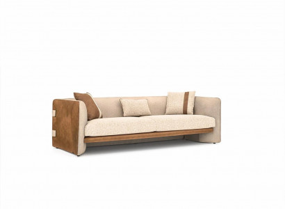 Beige Sofa Luxury Three-Seater Couch Modern Interior Upholstered Furniture Textile