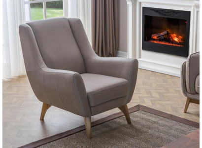 Luxury Armchair Gray Faux Leather Design Furniture Living Room Furnishings Upholstered Furniture