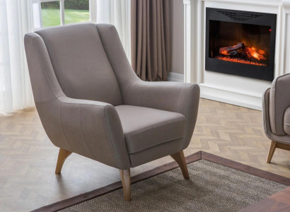 Luxury Armchair Gray Faux Leather Design Furniture Living Room Furnishings Upholstered Furniture