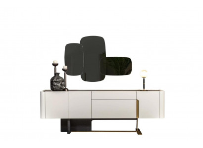 Sideboard White Cabinet Mirror Dresser Wood Set Dresser