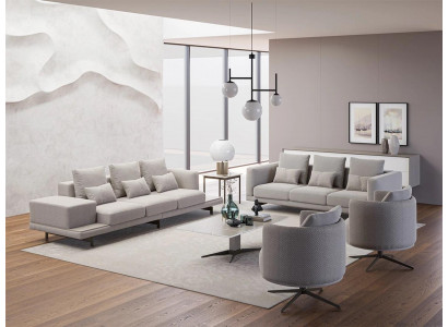 Complete Set 6-piece 2x Sofa Three-seater New 2x Armchair Luxury Living Room Coffee Table