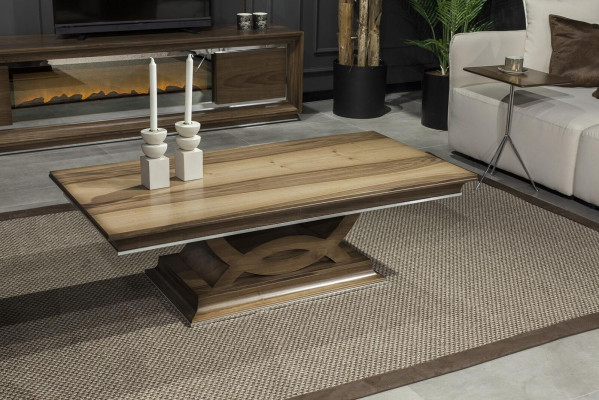 Column coffee table, brown table, living room side tables, sofa table, wood.