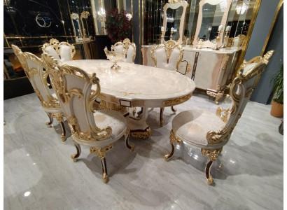 Dining Room Set Luxury Chair Set 6x Chairs Dining Set Upholstered Chairs Sideboard