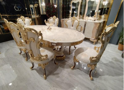 Dining Room Set Luxury Chair Set 6x Chairs Dining Set Upholstered Chairs Sideboard
