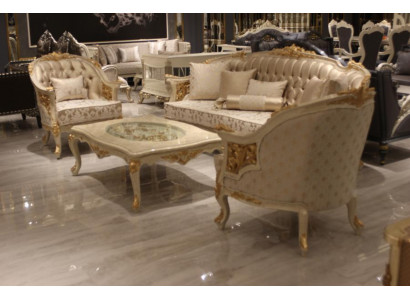 Modern luxury sofa set 2x sofa 3-seater living room set with elegant chair