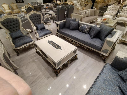 Designer living room set: 2x sofas, stylish armchair, luxury living room set