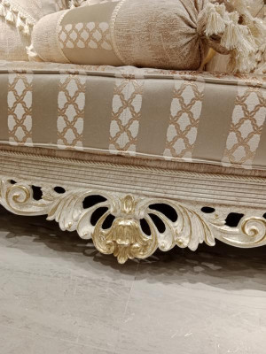 Modern living room set with two stylish 3-seater sofas and a designer armchair