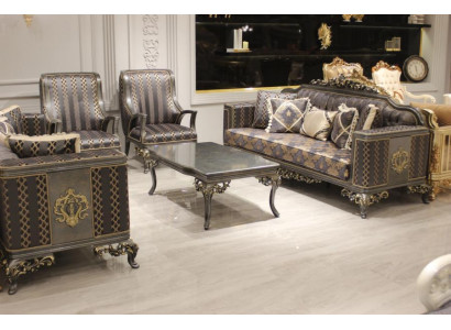 Luxury 3-Piece Living Room Set Sofa Suite Set 2x 3-Seater Sofa Relax Armchair