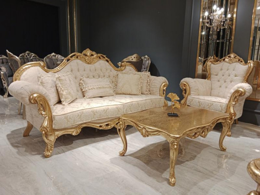 3+3+1 Seater Sofa Set Chesterfield Baroque Style 3-piece Sofa Set