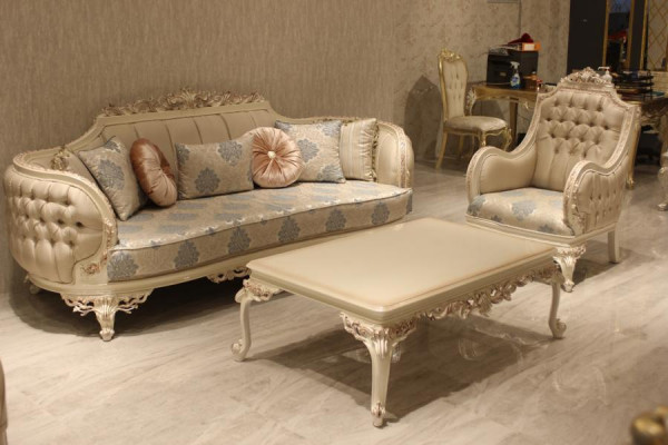Exclusive Cozy Living Room 3-Seater Sofa Modern 2x Armchair Design