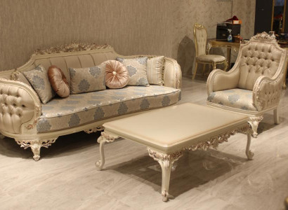 Exclusive Cozy Living Room 3-Seater Sofa Modern 2x Armchair Design