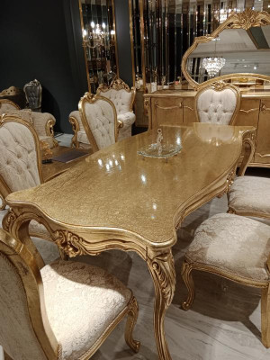Design dining room complete with dining table + 6 chairs classic furniture wooden table new