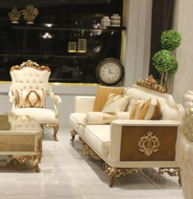 Elegant living room furniture set with luxurious sofa and comfortable armchair set with 2