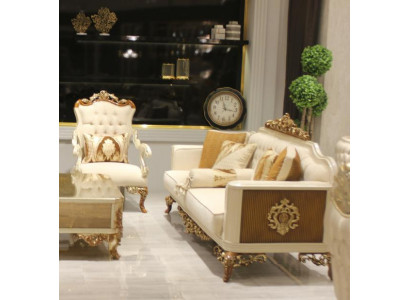 Elegant living room furniture set with luxurious sofa and comfortable armchair set with 2