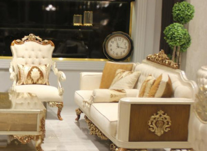 Elegant living room furniture set with luxurious sofa and comfortable armchair set with 2