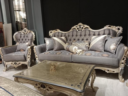 Elegant sofa with armchair sofa set gray 2-piece living room furniture