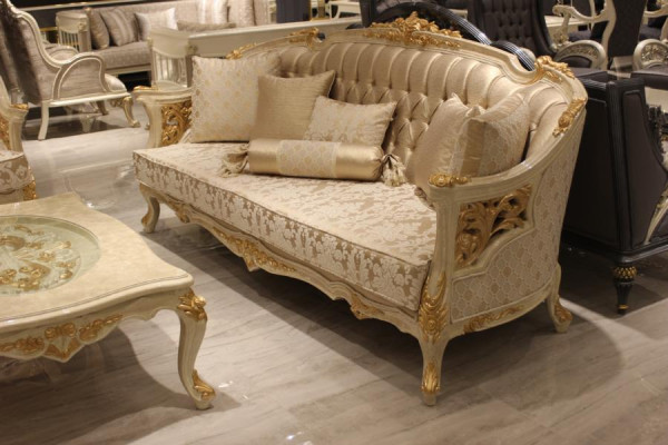 Exquisite Living Room Deluxe Sofa 3-Seater Noble Sofa Beige Living Room Sofa
