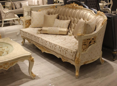 Exquisite Living Room Deluxe Sofa 3-Seater Noble Sofa Beige Living Room Sofa