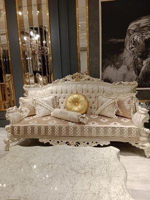 Elegant Sofa 3-Seater Noble Stylish Furniture Living Room Beige Sofa New