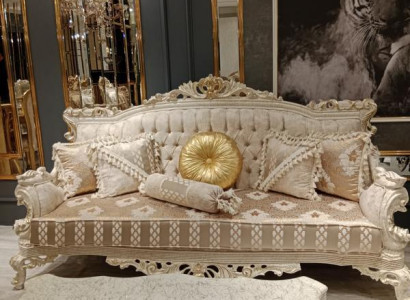 Elegant Sofa 3-Seater Noble Stylish Furniture Living Room Beige Sofa New